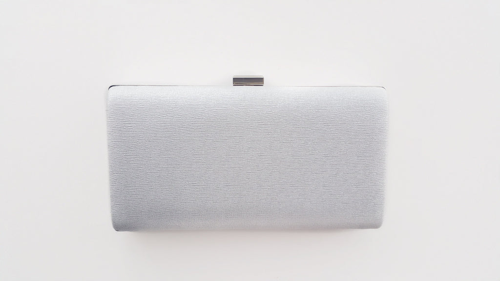 Silver Hard Case Clutch Bag