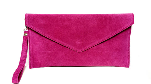 Italian Suede Leather Envelope Clutch Bag