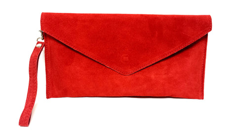 Italian Suede Leather Envelope Clutch Bag
