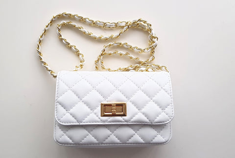 Small Italian Leather Quilted Link Chain Handbag