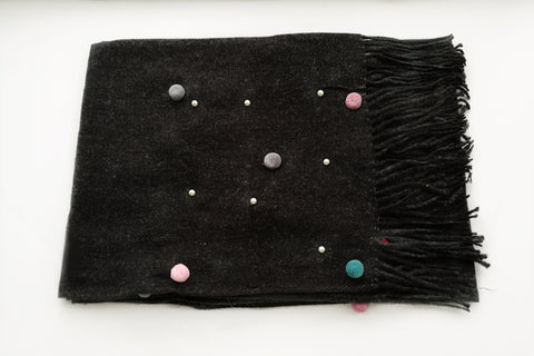 Multi Faux Pom Pom Wool Scarf