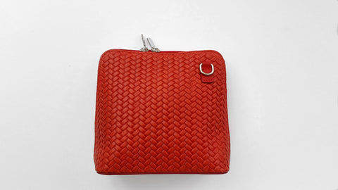 Weaved Knit Leather Cross Shoulder Handbag