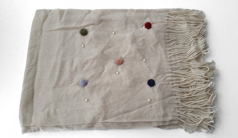 Multi Faux Pom Pom Wool Scarf