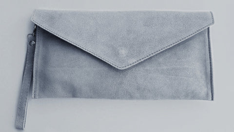 Italian Suede Leather Envelope Clutch Bag